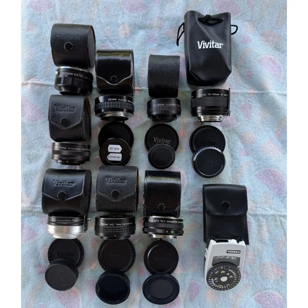 100+ Piece Lot of Camera Lenses,Filters,Extensions, Accessories & Flash-Untested